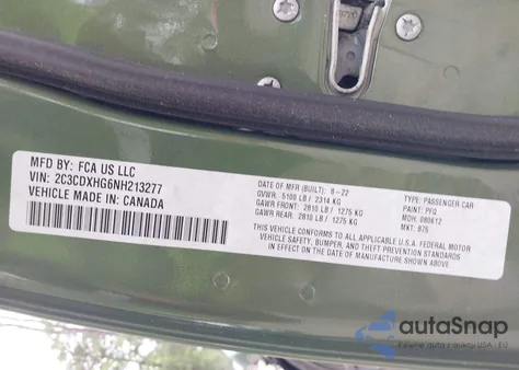 2022 Dodge Charger Gt Rwd from USA, damaged, VIN 2C3CDXHG6NH213277